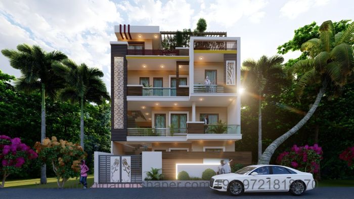 Storey 3story townhouse foyer keralahouseplanner