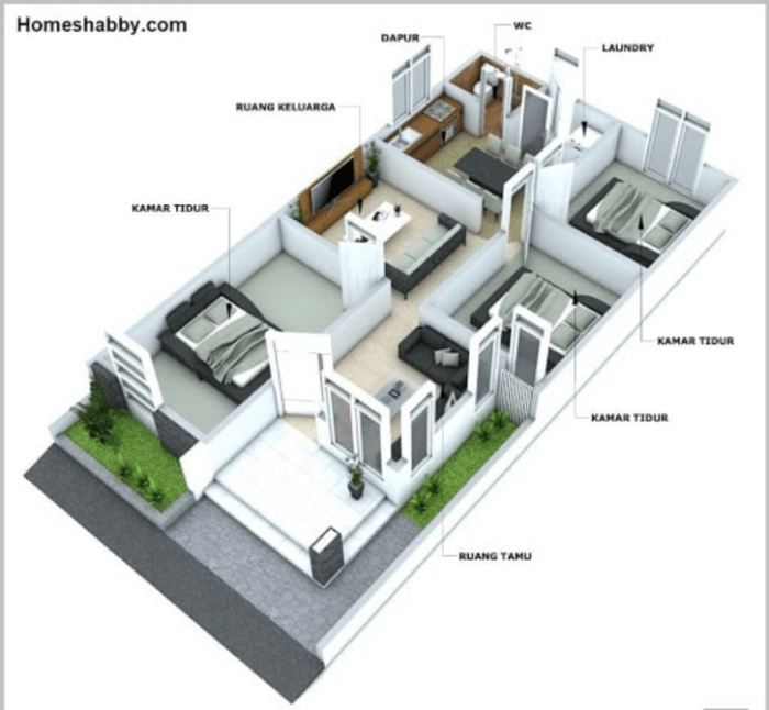 Desain rumah type 72 3 kamar