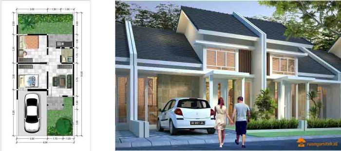 Desain rumah modern type 45