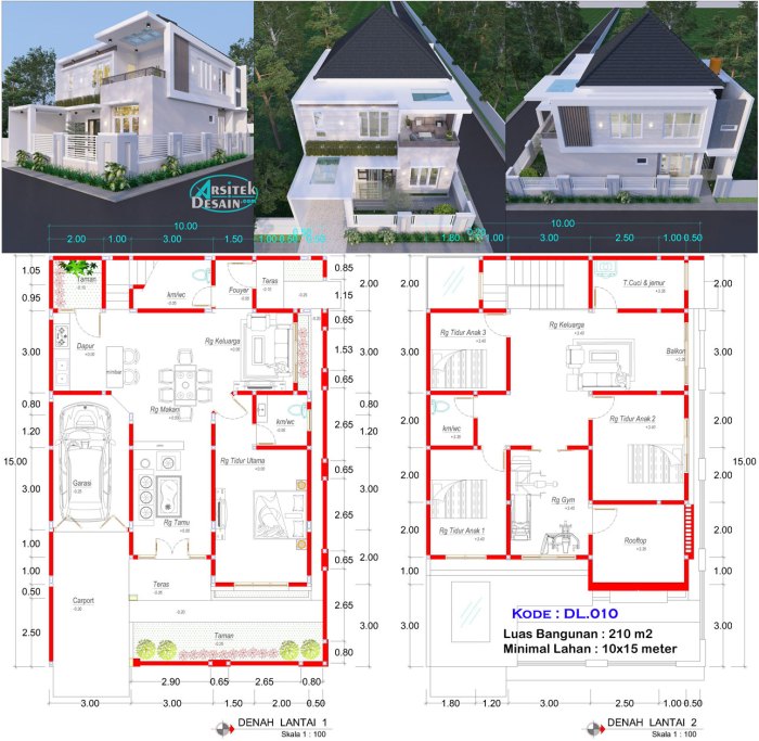 Desain rumah ukuran 5 x 15