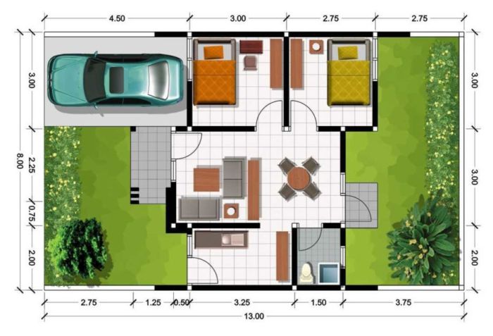 Desain rumah minimalis modern type 36 72